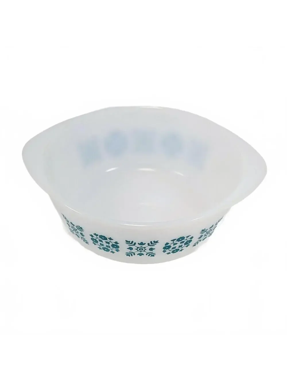 Glasbake Turquoise Blue Snowflake Casserole Dish J-512